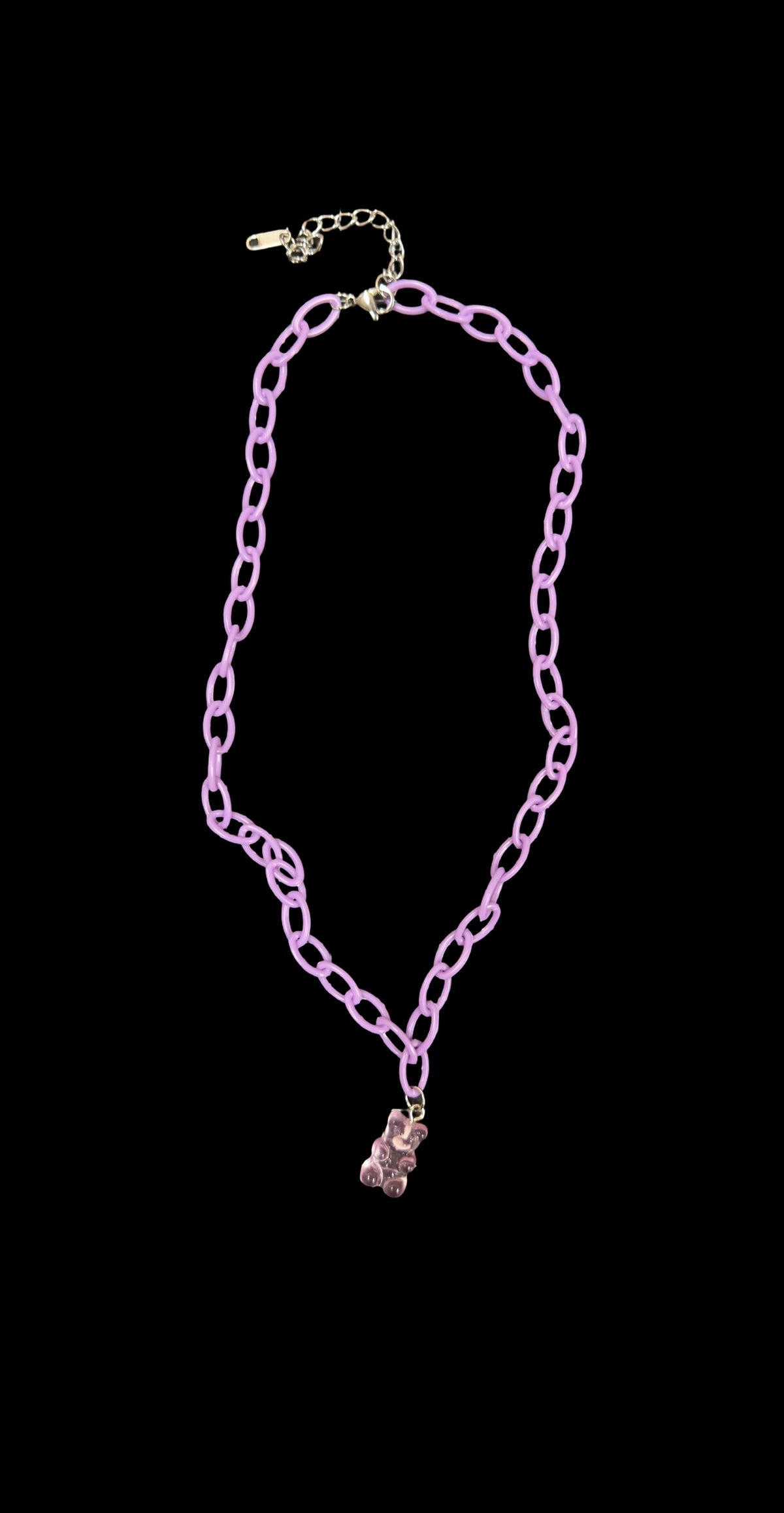 Pink Gummy Bear Necklace – Cute Chunky Chain Choker for Y2K Aesthetic