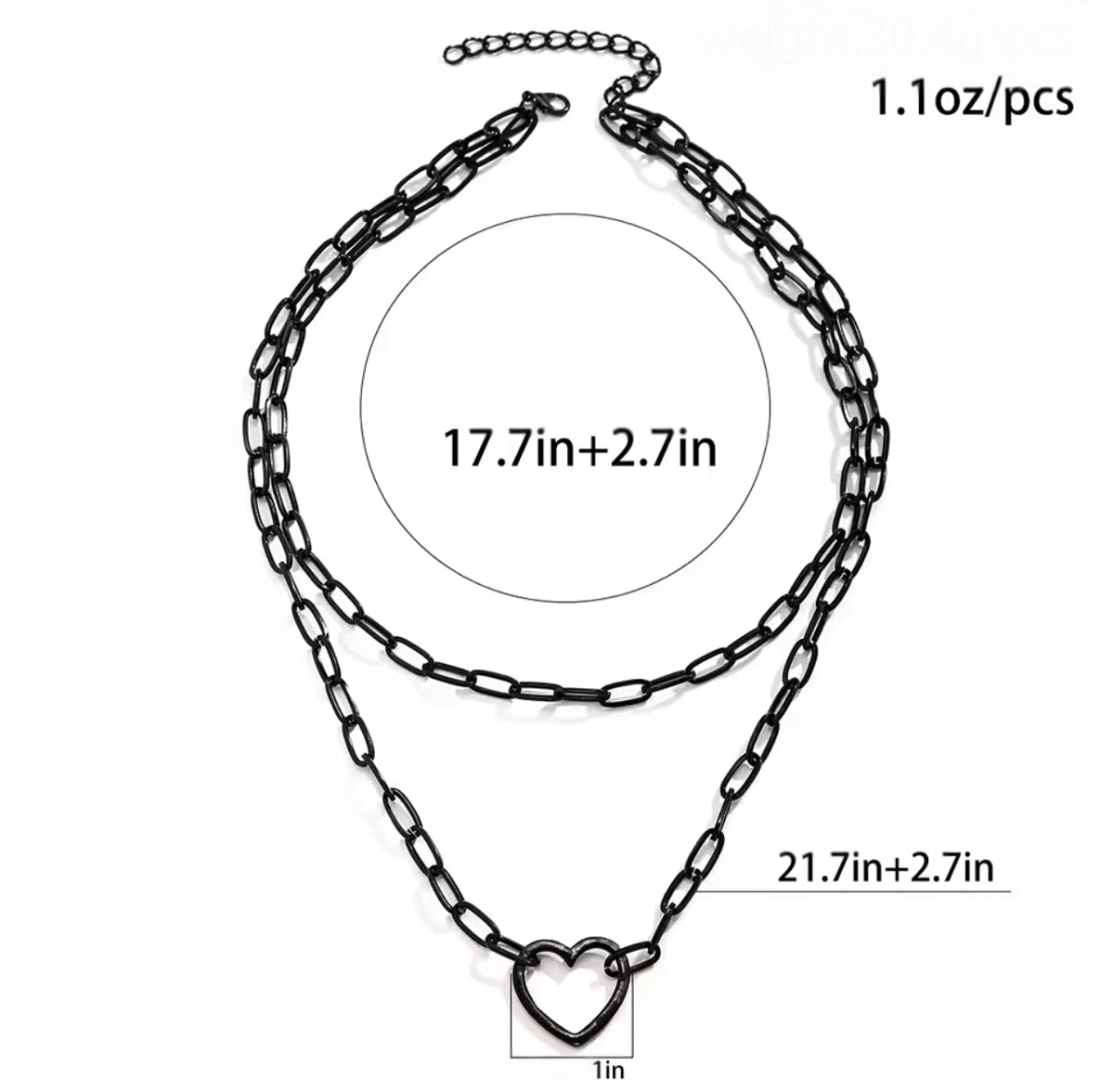 Black Heart Chain Necklace