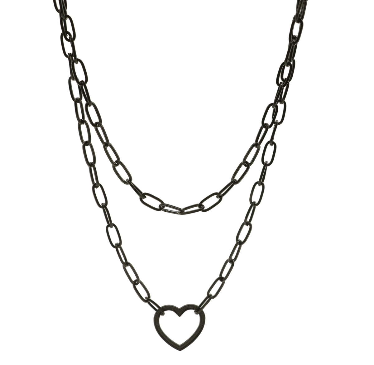 Black Heart Chain Necklace